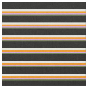 Tissu Vert olive foncé, Plum, Orange foncé, Blanc & Noir