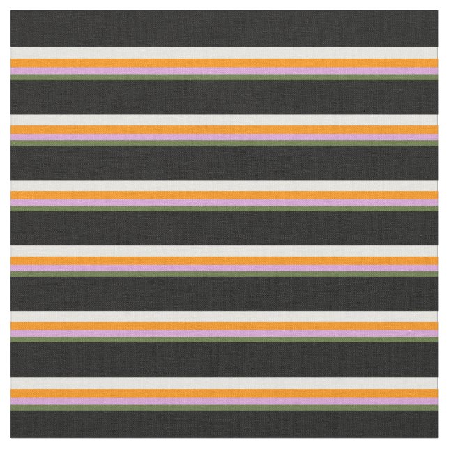 Tissu Vert olive foncé, Plum, Orange foncé, Blanc & Noir (Fermer)