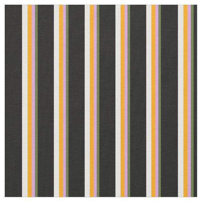 Tissu Vert olive foncé, prune, orange, blanc & noir (Fermer)