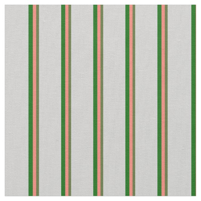 Tissu Vert olive foncé, Saumon, Vert foncé et gris clair (Fermer)