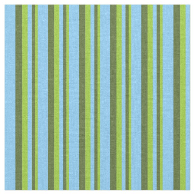 Tissu Vert, Olive foncé Vert et Ciel clair Lignes Bleues (Fermer)