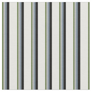 Tissu Vert olive, Gris, Gris Ardoise, Crème Noir & Menth