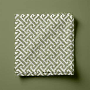 Tissu Vert olive Motif à la grecque