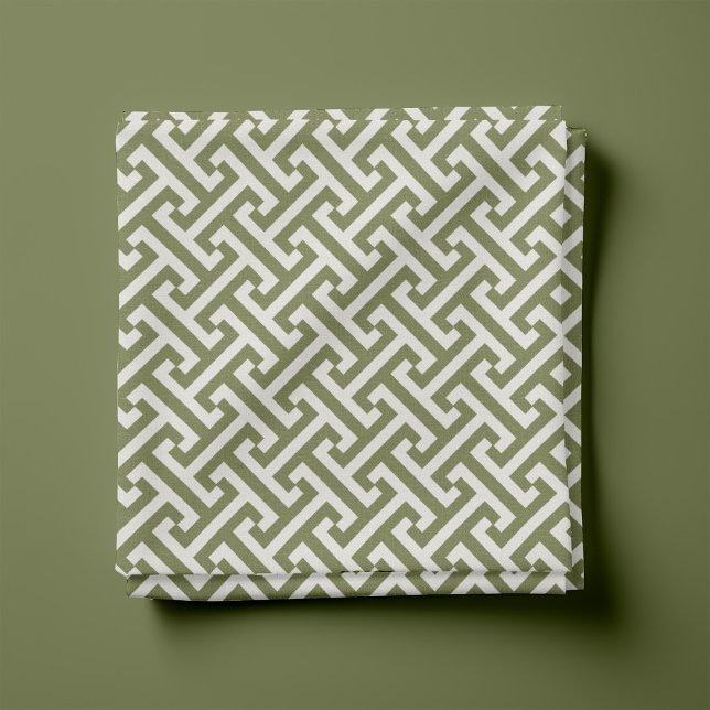 Tissu Vert olive Motif à la grecque (Créateur téléchargé)