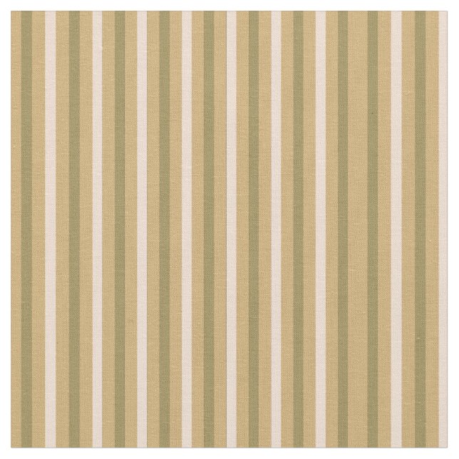 Tissu Vert olive rayé classique et crème (Fermer)