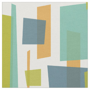 Tissu Vert orange Bleu Rectangles Abstraites Retro Patte