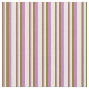 Tissu Vert, orchidée et blanc Motif des rayures