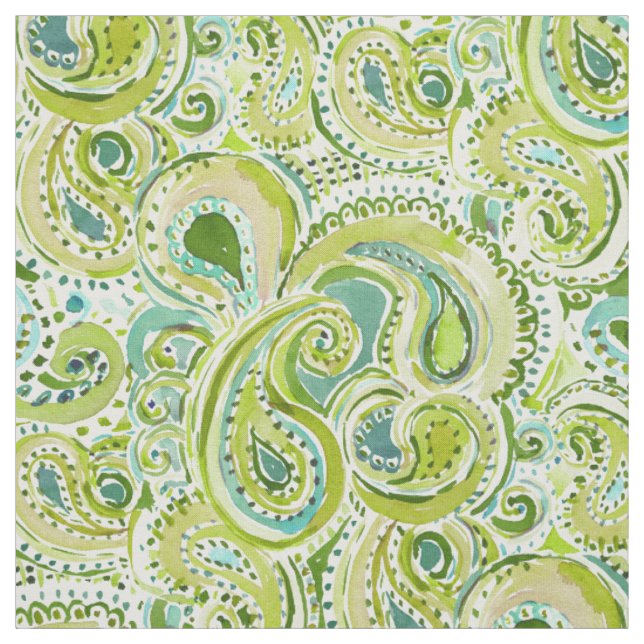 Tissu Vert REBELLE Paisley de TENDANCE (Échantillon)