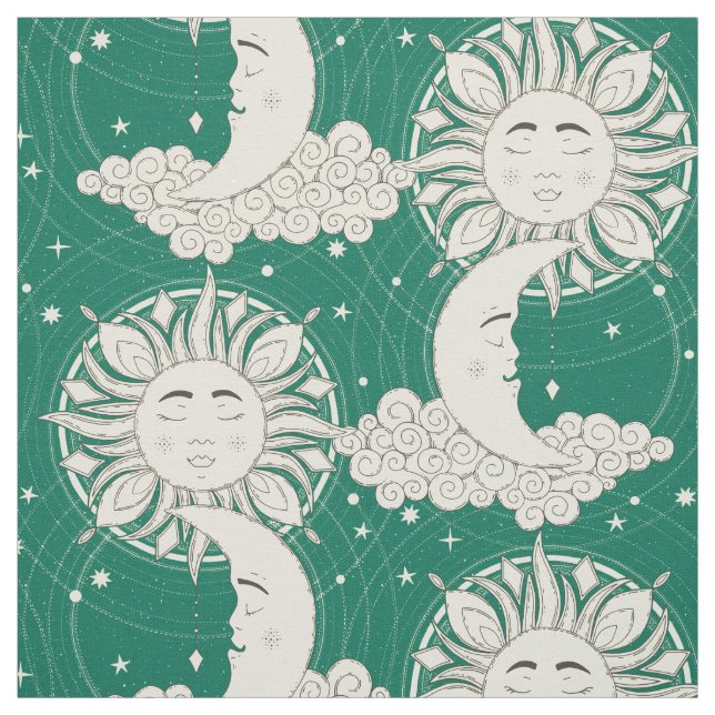 Tissu vert rêve bohème (Échantillon)