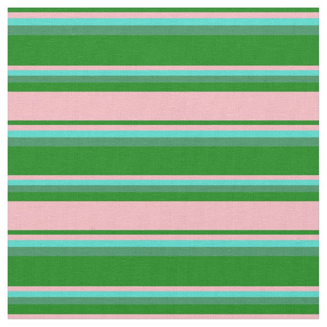 Tissu Vert, rose clair, turquoise et Motif vert mer (Fermer)