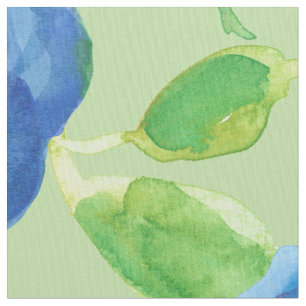 Tissu Vert Rose d'aquarelle bleu Indigo