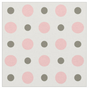 Tissu vert sauge et pois roses clairs sur fond blanc
