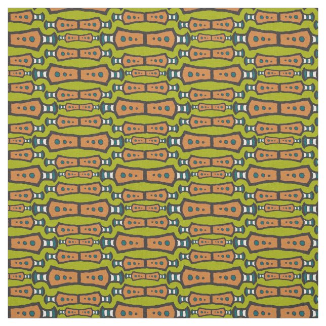 Tissu Vert Turquoise Blanc Noir Abstrait Conception Trib (Échantillon)