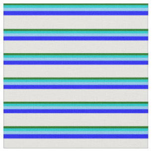 Tissu Vert, Turquoise, Ciel bleu clair, Bleu & Blanc