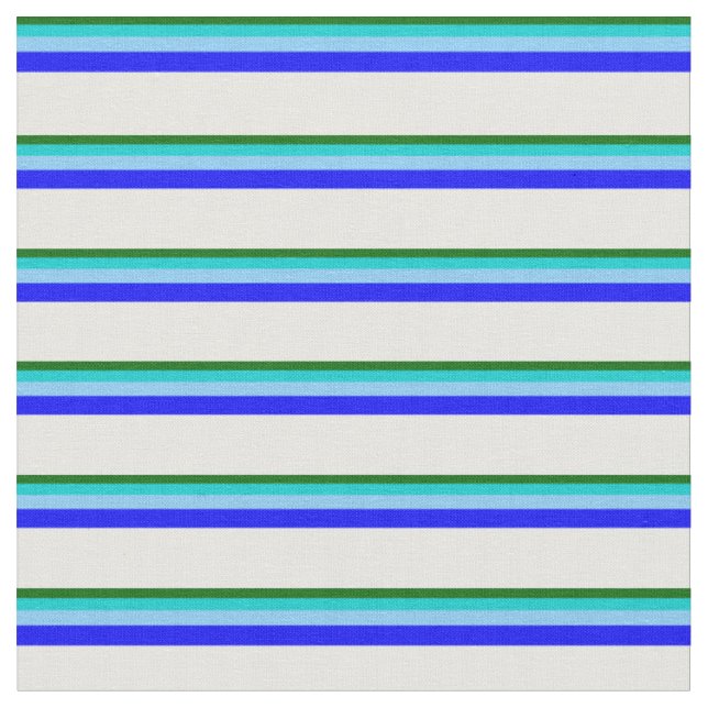Tissu Vert, Turquoise, Ciel bleu clair, Bleu & Blanc (Fermer)