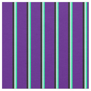 Tissu Vert, Turquoise, Noir & Indigo Motif rayé