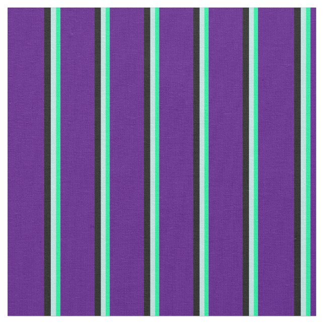 Tissu Vert, Turquoise, Noir & Indigo Motif rayé (Fermer)