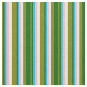 Tissu Vert, vert foncé, bleu ciel, rose clair et blanc