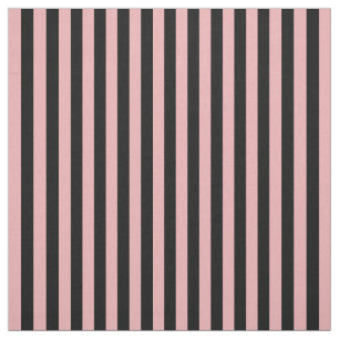 Tissu Vertical rose clair et noir rayé