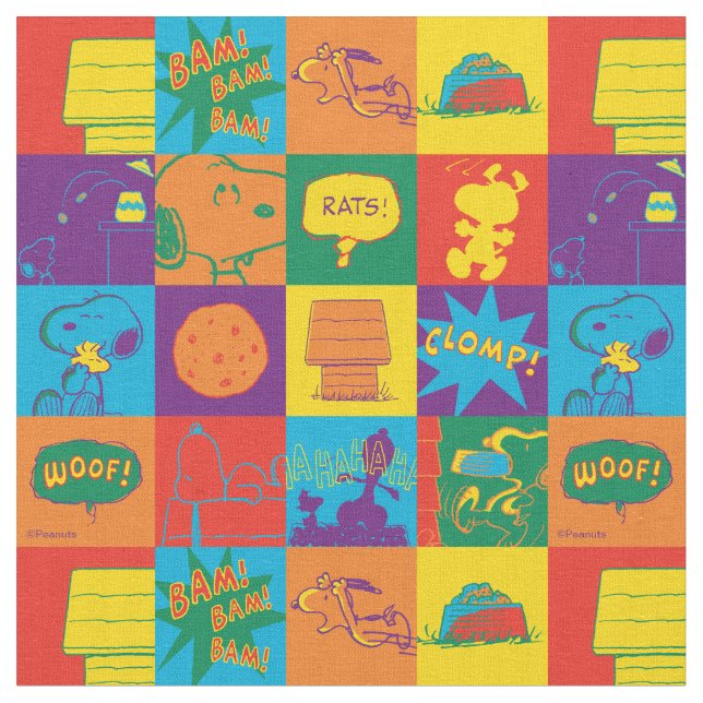 Tissu Vibrant Peanuts Comic Strip Block (Fermer)