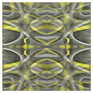Tissu Vibrations des années 80 Jaune narcisse et gris Cu
