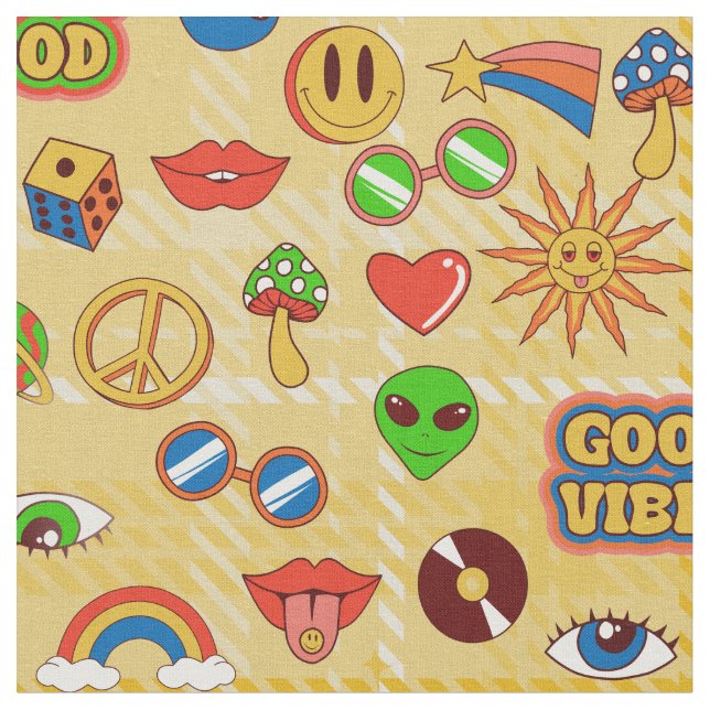 Tissu vibrations positives extraterrestre groovy art pop (Fermer)