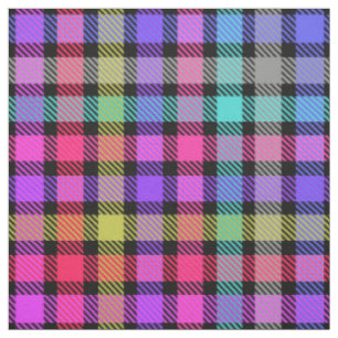 Tissu Vichy Madras à carreaux arc-en-ciel lumineux