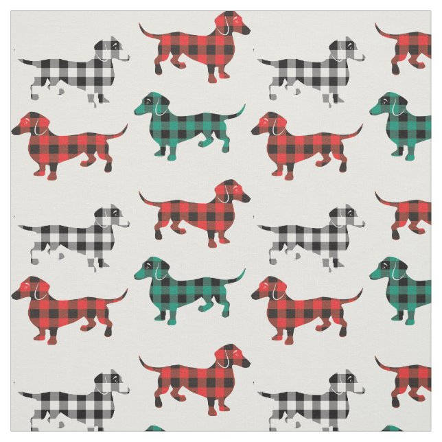 Tissu Vie de pays de teckels de plaid de Buffalo (Échantillon)
