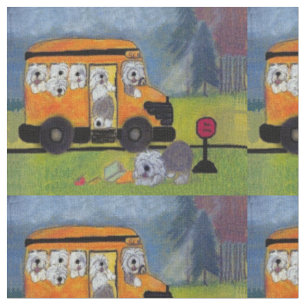 Tissu Vieil autobus anglais de Wigglebottom de chien de