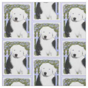 Tissu Vieille peinture anglaise de chiot de chien de