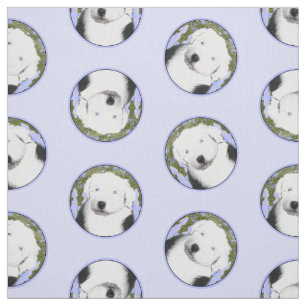 Tissu Vieux anglais Sheepdog Puppy Painpy Pet Dog Art