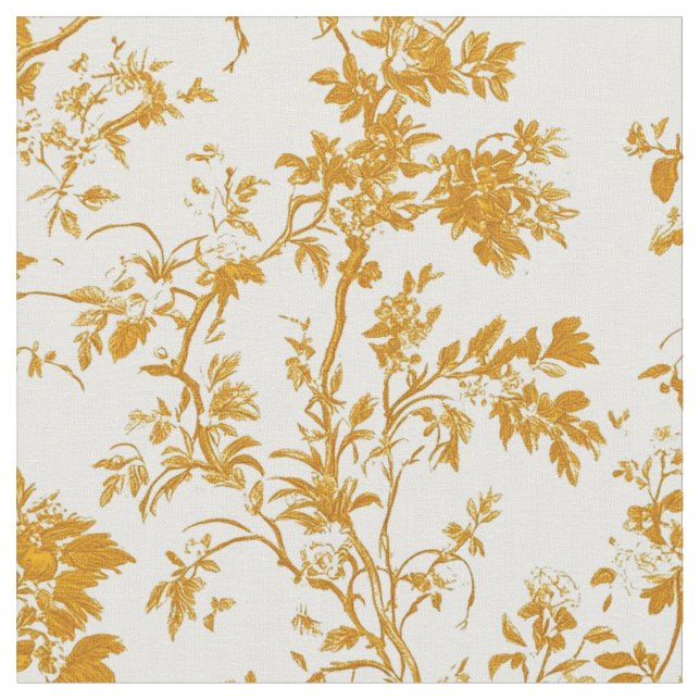 Tissu Vignes botaniques dorées (Fermer)