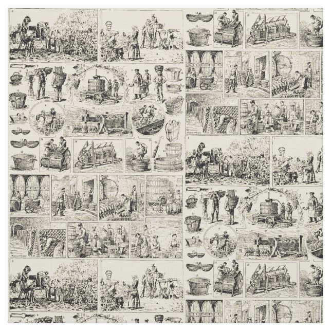 Tissu Vignoble vintage Motif (Échantillon)