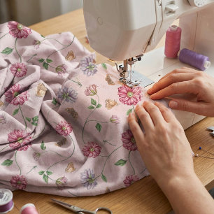 Tissu Vin floral rose et violet  