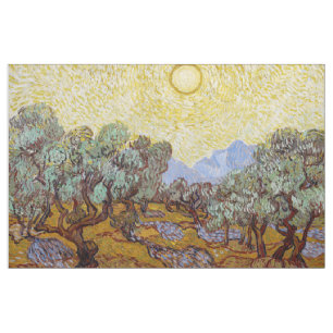 Tissu Vincent van Gogh - Oliviers, Ciel Jaune et Soleil