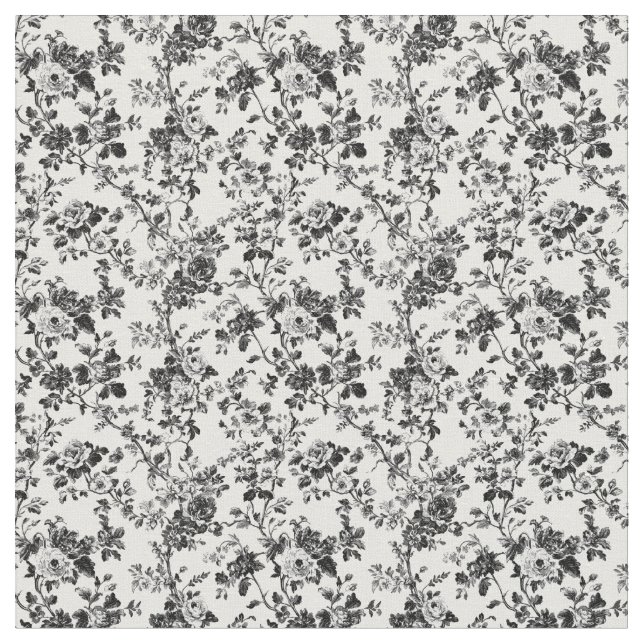 Tissu Vine en fleur de Toile noire (Fermer)