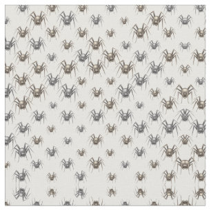 Tissu Vintage araignées Déplaisant blanc gris drôle Moti