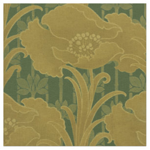 Tissu Vintage Art Nouveau Fleurs de Pavot Motif