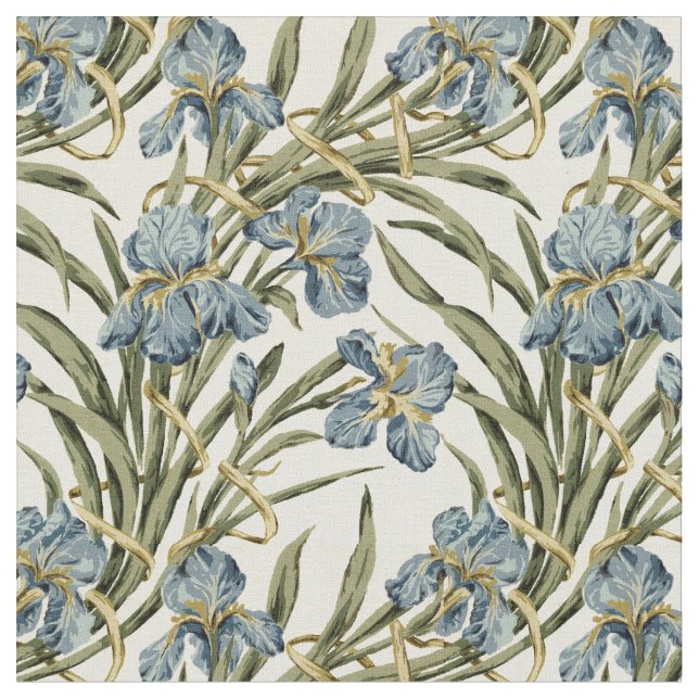 Tissu Vintage Art Nouveau Floral Iris motif (Fermer)