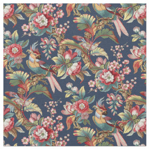 Tissu Vintage Art Nouveau Motif de perroquets tropicaux