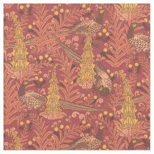 Tissu Vintage Art Nouveau Pheasants & Foxglos Motif