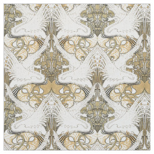 Tissu Vintage Art Nouveau Swans & Irises Motif