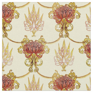 Tissu Vintage Art Nouveau Waratah et Flannel Motif