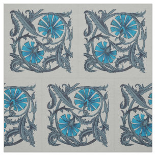 Tissu vintage bleu antique fleurs artisanat rustique