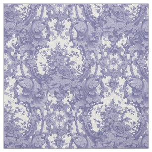 Tissu Vintage Bleu & Blanc Baroque Rococo Rose Motif