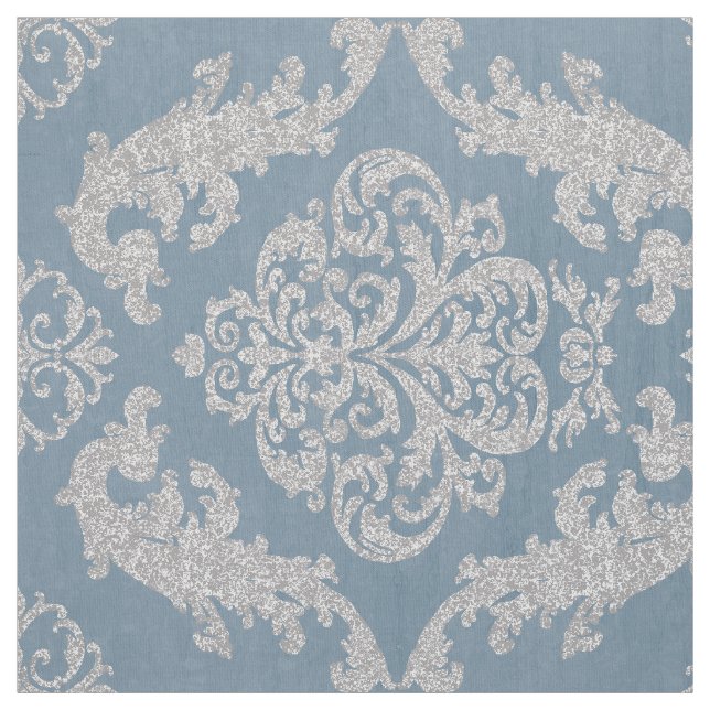 Tissu Vintage bleu damassé (Échantillon)