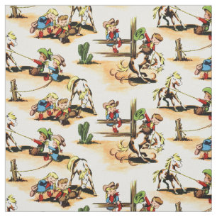 Tissu Vintage Cowboy - Cowgirls - Chevaux - Western Ranc