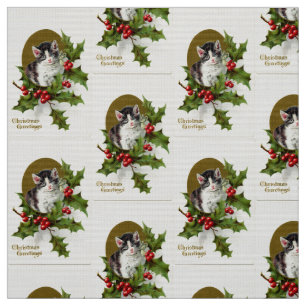 Tissu vintage de chaton de Noël