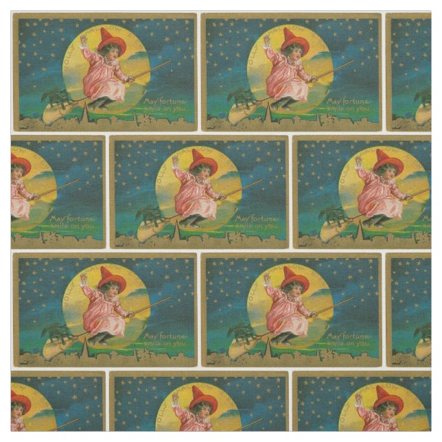 Tissu vintage de sorcière de Halloween (Échantillon)