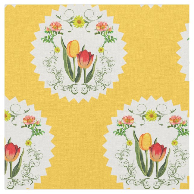 Tissu vintage de tulipes (Fermer)